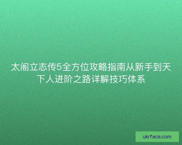太阁立志传5全方位攻略指南从新手到天下人进阶之路详解技巧体系